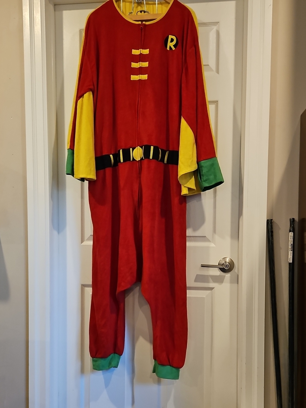 Men's DC Comics Red Yellow Green Robin Adult's Onesie Sleepwear/Costume